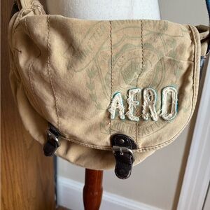 Aeropostale Tan Canvas Messenger Bag